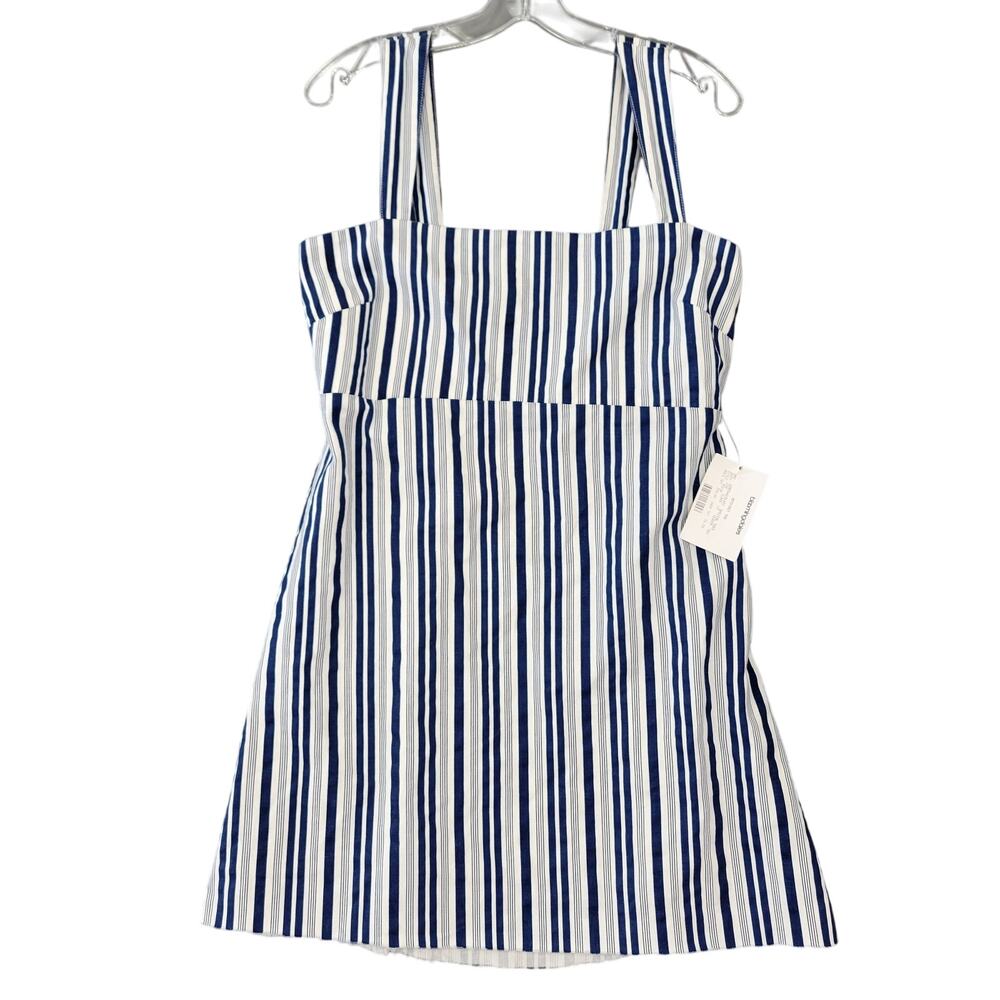Show Me Your Mumu Blue White Mini Dress Striped NEW $74 Sleeveless Womens Size L